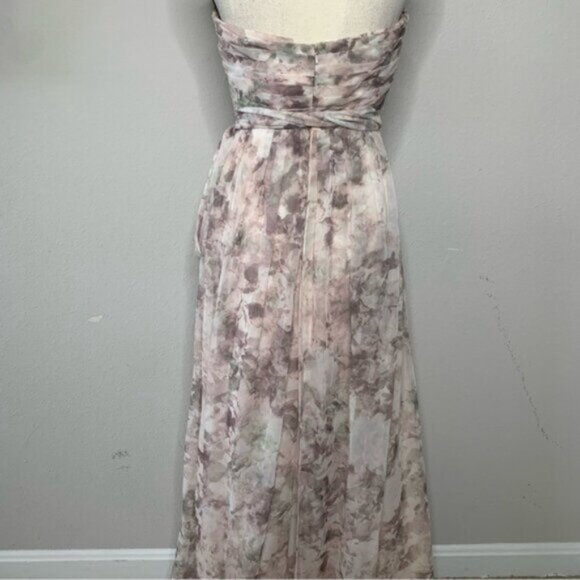 Jenny Yoo Strapless Sweetheart Floral Chiffon Maxi Gown - Picture 13 of 15